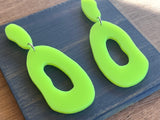 Neon Yellow Lucite Acrylic Big Dangle Statement Earrings - Sylvia