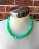 Green White Acrylic Big Beaded Multi Strand Necklace - Alana