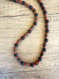 Wood Lava Rock Brown Black Mens Beaded Surfer Necklace - Rocky