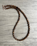 Brown Wood Copper Hematite Beaded Mens Necklace - Soren
