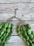Green White Acrylic Beaded Multi Strand Statement Necklace | Lauren | DLD Jewelry