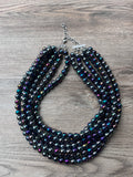 Gray Rainbow Acrylic Lucite Bead Chunky Multi Strand Statement Necklace - Alana