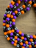 Halloween Orange Black Acrylic Big Beaded Statement Necklace | Alana | DLD Jewelry