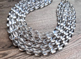 Lucite Acrylic Clear Bead Chunky Multi Strand Statement Necklace - Tessa