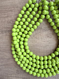 Yellow Green Acrylic Big Beaded Multi Strand Necklace - Alana