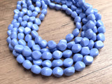 Carolina Blue Lucite Acrylic Beaded Chunky Multi Strand Statement Necklace - Julianna