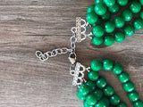 Green Faceted Big Bead Acrylic Lucite Chunky Multi Strand Necklace - Angelina