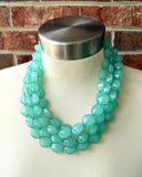 Mint Green Statement Lucite Beaded Multi Strand Necklace - Minnie