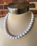 White Acrylic Big Bead Chunky Multi Strand Statement Necklace - Alana