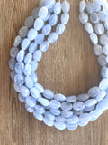 Light Blue Beaded Lucite Chunky Multi Strand Statement Necklace - Lauren