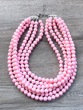 Light Pink Acrylic Lucite Bead Chunky Statement Necklace - Alana