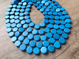 Turquoise Blue Wood Beaded Multi Strand Chunky Statement Necklace - Charlotte