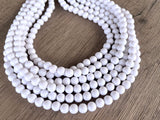 White Acrylic Lucite Bead Chunky Multi Strand Statement Necklace - Alana