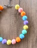 Pastel Multi Color Choker Acrylic Beaded Short Lucite Statement Necklace - Betty