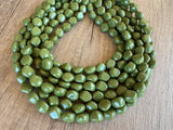 Olive Green Acrylic Beaded Chunky Multi Strand Statement Necklace - Julianna