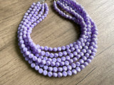 Lavender Purple Acrylic Beaded Multi Strand Womens Statement Necklace - Beth