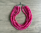 Pink & White Acrylic Beaded Multi Strand Statement Necklace | Alana | DLD Jewelry