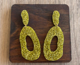 Gold Glitter Statement Lucite Acrylic Big Dangle Womens Statement Earrings - Sylvia