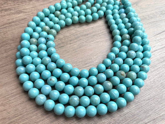 Turquoise Blue Acrylic Big  Bead Chunky Multi Strand Statement Necklace - Alana