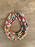 Multi Color Acrylic Big Bead Chunky Statement Necklace - Alana