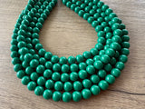 Green Big Acrylic Beaded Chunky Multi Strand Necklace - Alana