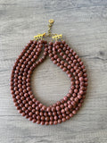 Brown Goldstone Beaded Multi Strand Statement Necklace - Alana