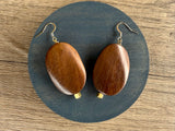 Brown Wood Big Statement Dangle Earrings - Miranda