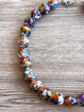 Multi Color Choker Acrylic Beaded Short Lucite Statement Necklace - Betty