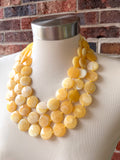 Yellow White Lucite Beaded Multi Strand Chunky Statement Necklace - Charlotte