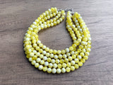 Light Yellow Big Beaded Acrylic Chunky Multi Strand Necklace - Alana