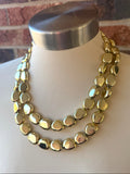 Shiny Gold Acrylic Statement Beaded Multi Strand Necklace - Nikki