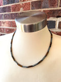 Tigers Eye Hematite Gray Brown Beaded Mens Necklace - Wyatt