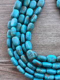 Turquoise Blue Green Lucite Acrylic Chunky Multi Strand Statement Necklace - Lauren