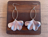 Silver Ginkgo Leaf Lucite Petal Silver Big Statement Earrings - Avery