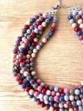 Multi Color Acrylic Lucite Bead Chunky Multi Strand Statement Necklace - Alana