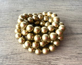 Gold Matte Acrylic Big Beaded Womens Bracelet Jewelry Set - Alana