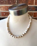 White Brown Acrylic Beaded Multi Strand Statement Necklace - Alana