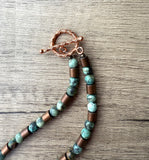 Green Turquoise Copper Stone Mens Beaded Necklace - Rowan