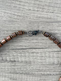 Brown Wood Copper Hematite Beaded Mens Necklace - Soren