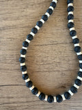 Mens Black White Lava Rock Bead Surfer Necklace - Mac