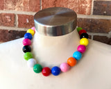 Multi Color Choker Acrylic Beaded Short Lucite Statement Necklace - Betty
