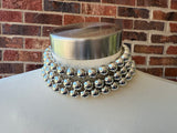 Shiny Silver Choker Big Beaded Acrylic Statement Necklace - Alana