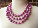 Pink Lucite Acrylic Beaded Multi Strand Statement Necklace - Julianna