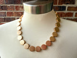 Gold Wood Bead Multi Strand Chunky Statement Necklace - Charlotte