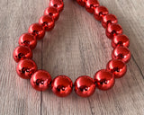Shiny Red Acrylic Beaded Short Lucite Statement Necklace - Betty