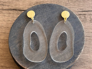 Clear Big Lucite Acrylic Dangle Statement Earrings - Sylvia