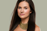 Shiny Gold Choker Big Beaded Acrylic Chunky Multi Strand Statement Necklace - Alana
