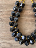 Black Lucite Chunky Beaded Multi strand Acrylic Statement Necklace - Ashley