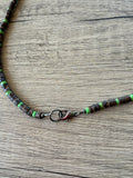 Brown Wood Green Stone Mens Beaded Necklace - Dennis