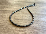 Mens Gray Hematite Stone Beaded Thin Necklace - Van